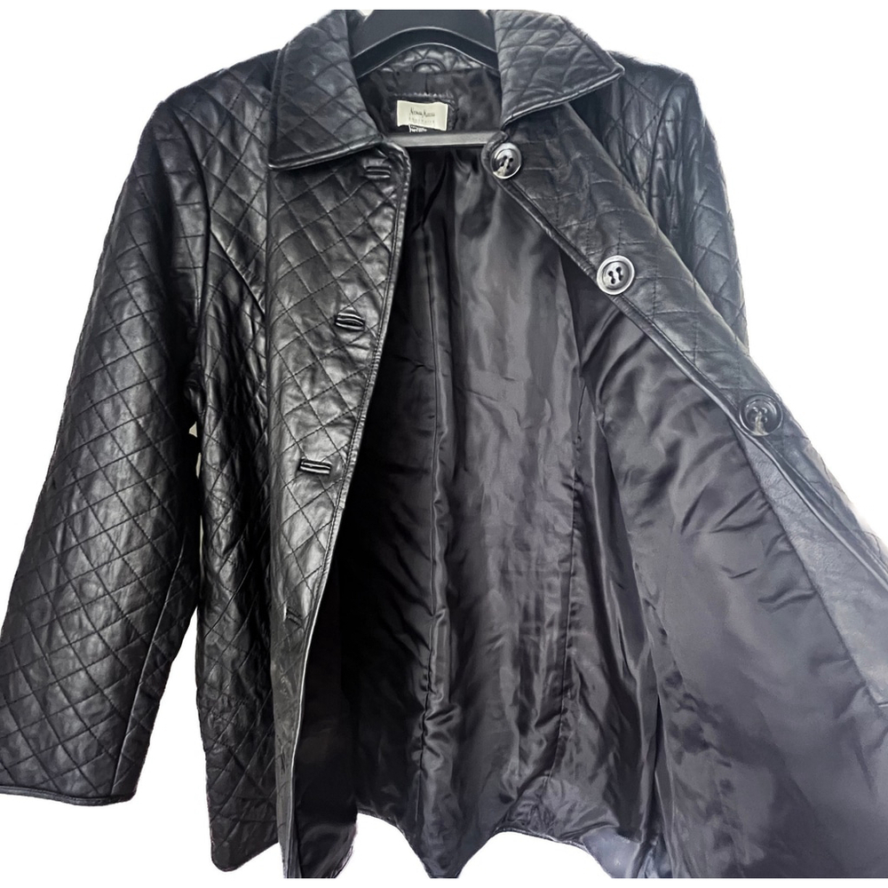 Neiman Marcus Exclusive Quilted Lamb Leather Jacket Women’s 2X Black Quiet Lux - Picture 4 of 14